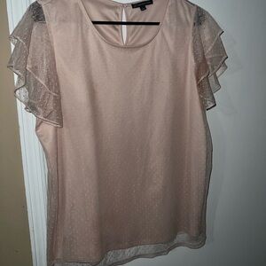 Adrianna Papell Blush Ruffle Sleeve Blouse